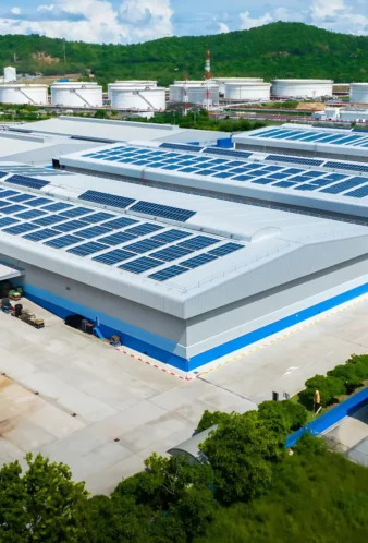 top view solar cell on warehouse